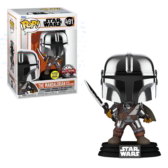 Фігурка Funko POP!: Star Wars: The Mandalorian: The Mandalorian w/ Darksaber (Special Edition) (Glows in the Dark), (58797)