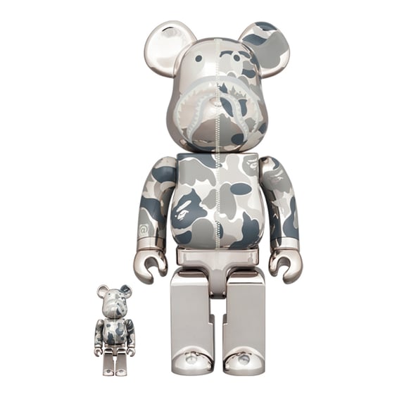 *Original* Be@rbrick: BAPE: Camo Shark (Silver) (Set) (100% & 400%), (595153)