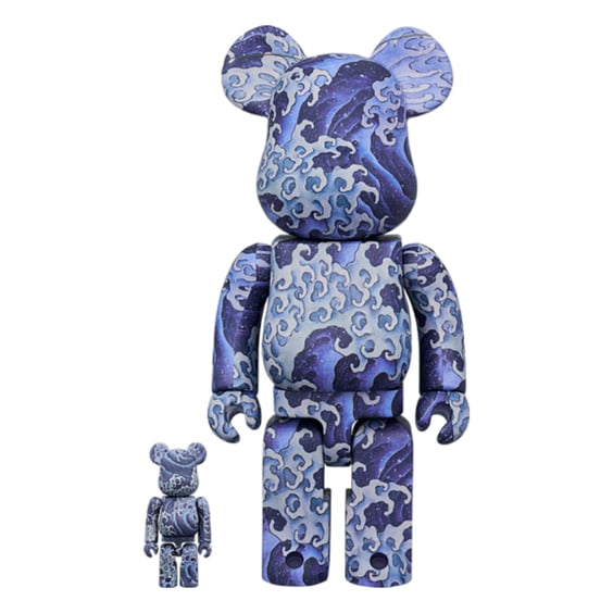 *Original* Be@rbrick: Katsushika Hokusai: Uemachi Festival Stall Ceiling Painting «Otoko Nami‎» (Set) (100% & 400%), (609782)