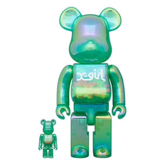 *Original* Be@rbrick: X-girl: Clear Green (Set) (100% & 400%), (613093)