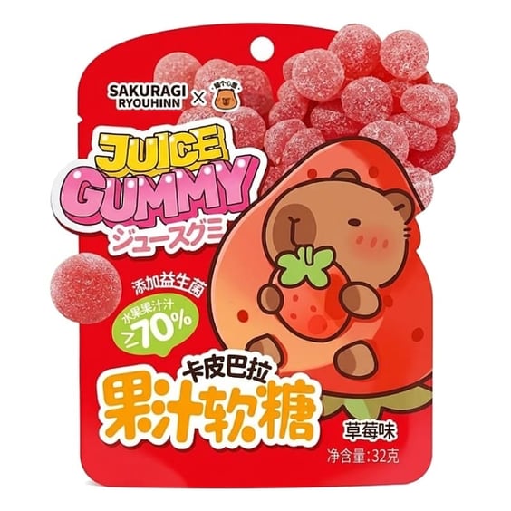Желейные конфеты Sakuragi Ryouhinn: Capybara: Juice Gummy: Strawberry, (621533)