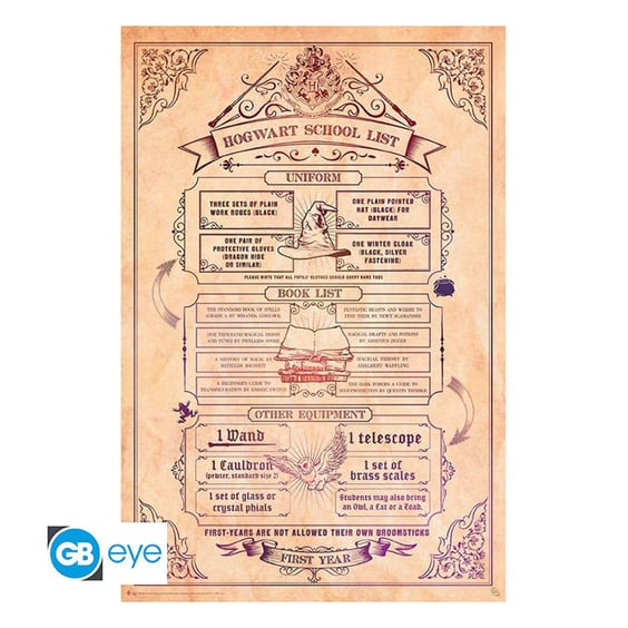 Постер GB Eye: Maxi: Wizarding World: Harry Potter: Hogwarts School List, (65524)
