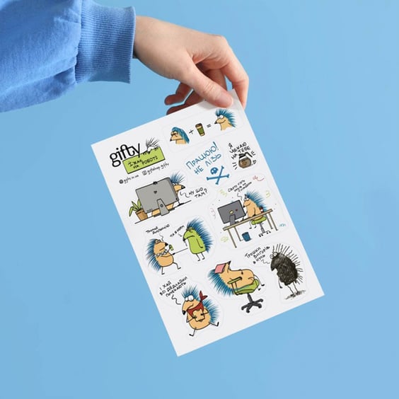 Набір наклейок Gifty: Їжак: «На роботі», (65819) 2