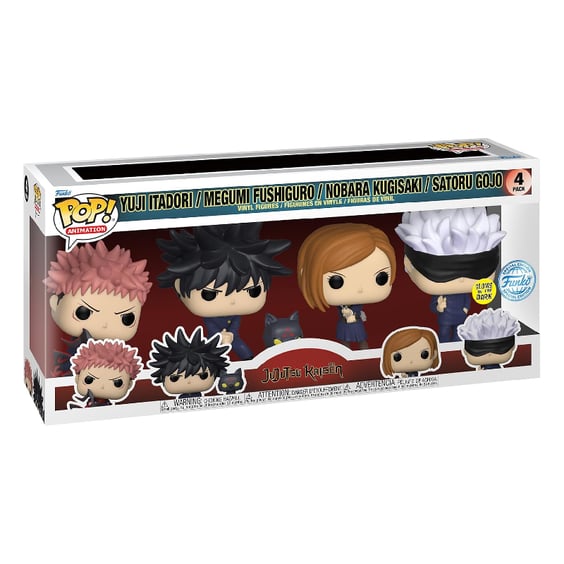 Фігурка Funko POP!: Animation: Jujutsu Kaisen: Yuji Itadori, Megumi Fushiguro, Nobara Kugisaki, Satoru Gojo (Special Edition) (Glows in the Dark) (4-Рack), (66841) 4