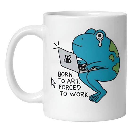 Чашка Jotter Books: Frog w/ Laptop: «Born To Art, Forced To Work», (720116) 2