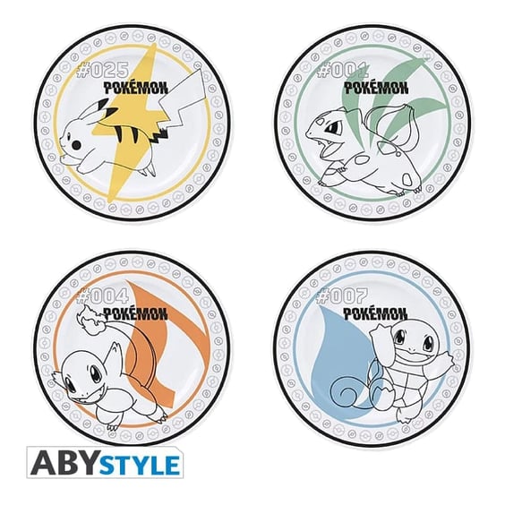 Набор тарелок ABYstyle: Pokemon: Pikachu, Bulbasaur, Charmander, Squirtle, (76667)