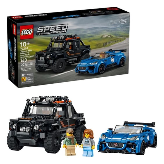 Конструктор LEGO: Speed Champions: Jaguar х Land Rover: Jaguar F-TYPE Project 7 and Land Rover Defender Classic, (76922)