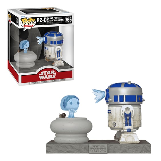 Фігурка Funko POP!: Deluxe: Star Wars: R2-D2 and Princess Leia Hologram, (83799)