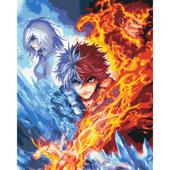 Картина за номерами Kartiny Origami: My Hero Academia: Shoto Todoroki, Enji Todoroki, Rei Todoroki, (8426)