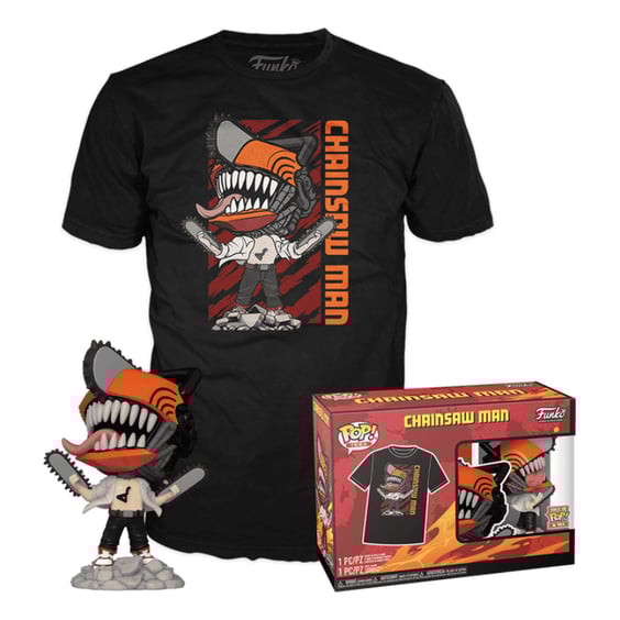 Комплект Funko POP!: Tees: Animation: Chainsaw Man: Chainsaw Man (M), (84312)