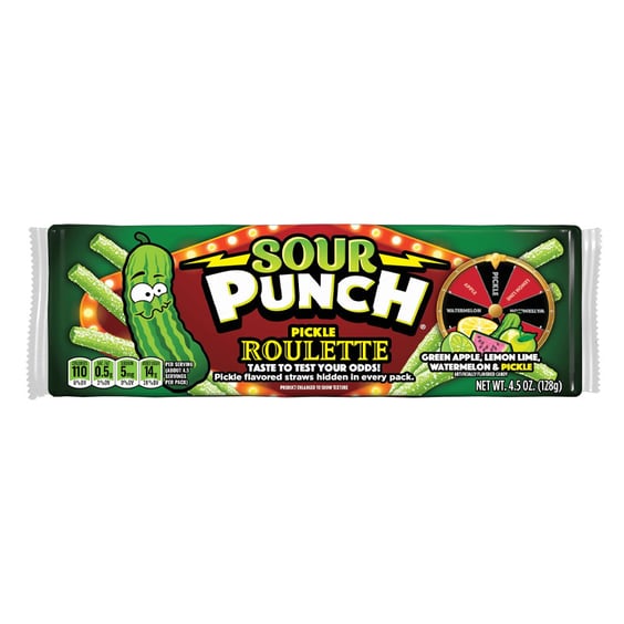 Цукерки Sour Punch: Straws: Pickle Roulette, (881218)