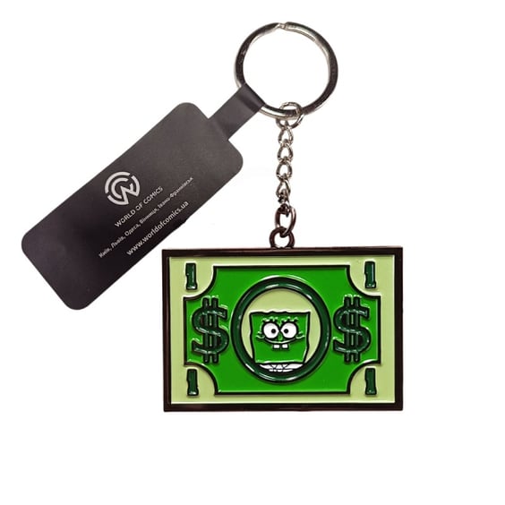 Брелок двухсторонний металлический SpongeBob SquarePants: One Dollar, (9036) 2