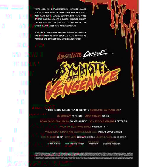 Комікс Marvel. Absolute Carnage. Symbiote of Vengeance. Volume 1. #1, (905520) 2