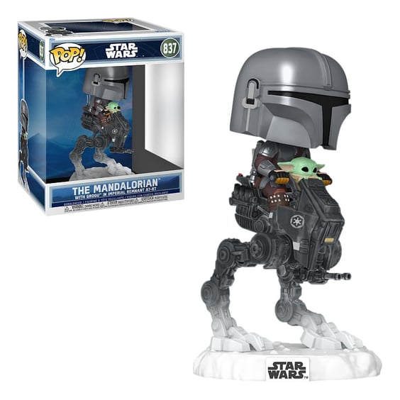 Фигурка Funko POP!: Star Wars: The Mandalorian: Mandalorian w/ Grogu in Imperial Remnant AT-RT, (90812)