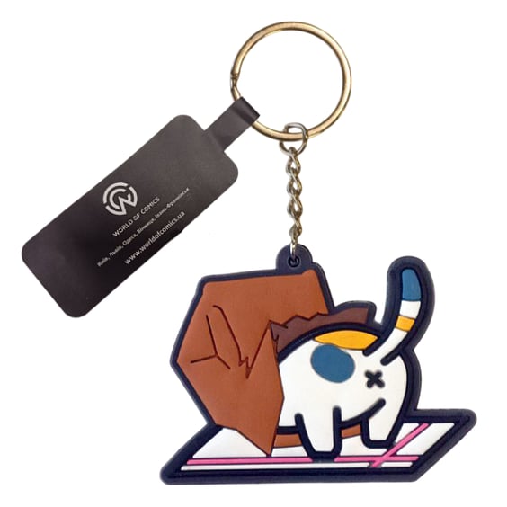 Брелок двосторонній Cat w/ Box On Head, (9118)