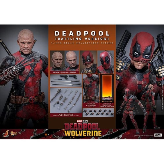 Коллекционная фигурка Hot Toys: Marvel: Deadpool & Wolverine: Deadpool (Battling Version), (913969) 13