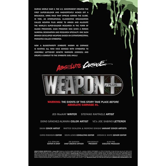 Комікс Marvel. Absolute Carnage. Weapon Plus. Volume 1. #1, (97289) 2