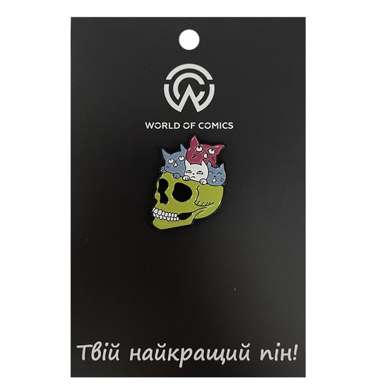 Металевий значок (пін) Skull w/Cats, (11385)