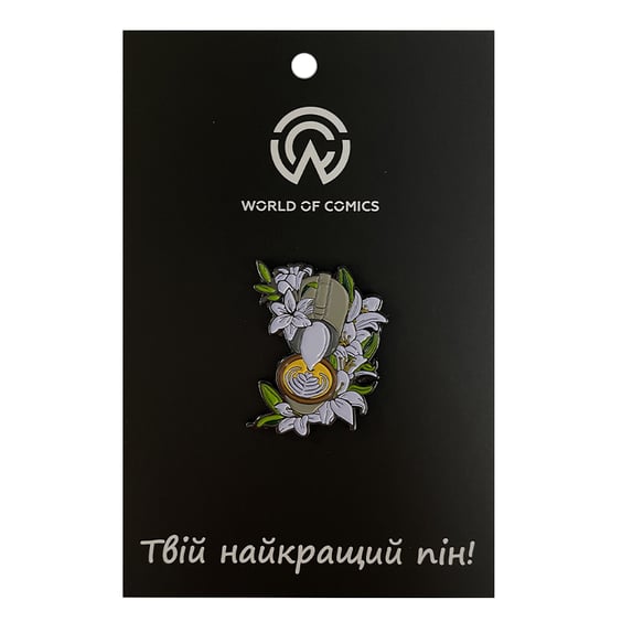 Металевий значок (пін) Coffee Сup w/ Purple Flowers, (13419)