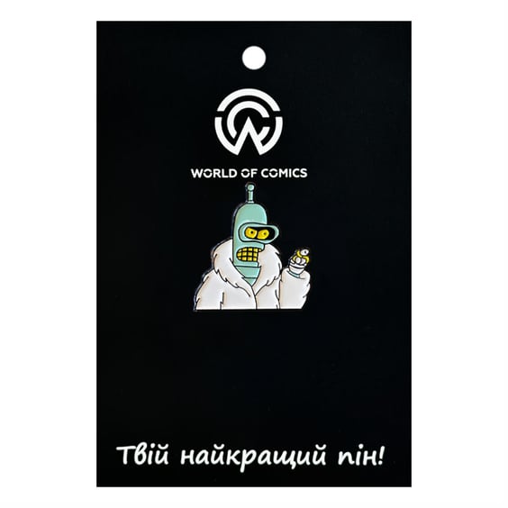 Металлический значок (пин) Futurama: Bender In White Fur Coat, (12243)