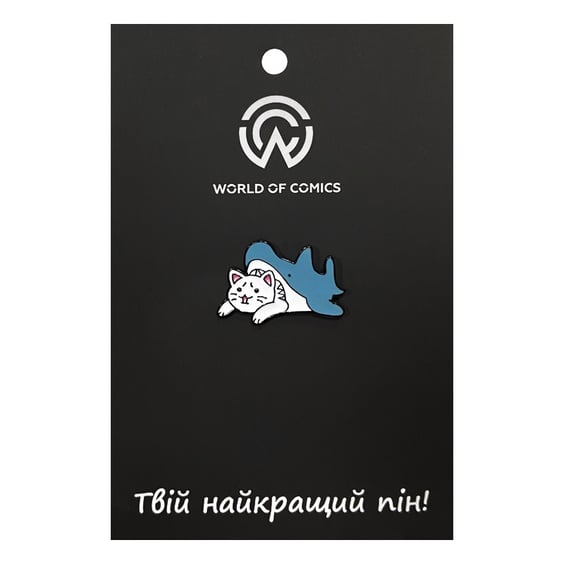 Металлический значок (пин) Cat in Shark, (14004)