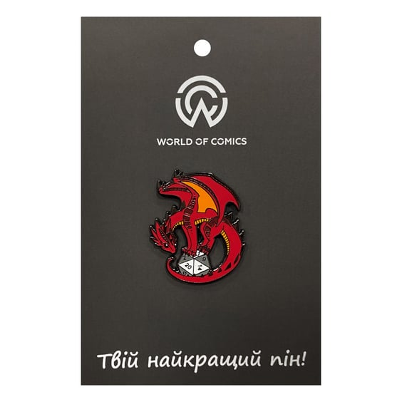 Металлический значок (пин) Dungeons & Dragons: Red Dragon w/ Dice, (14128)