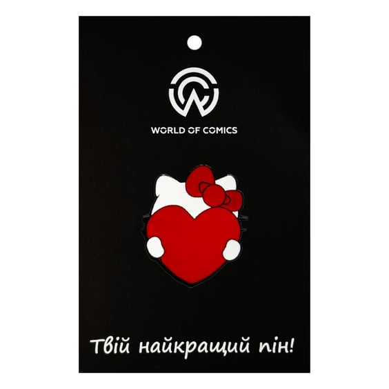 Металлический значок (пин) Hello Kitty: Kitty White w/ Heart, (14324)