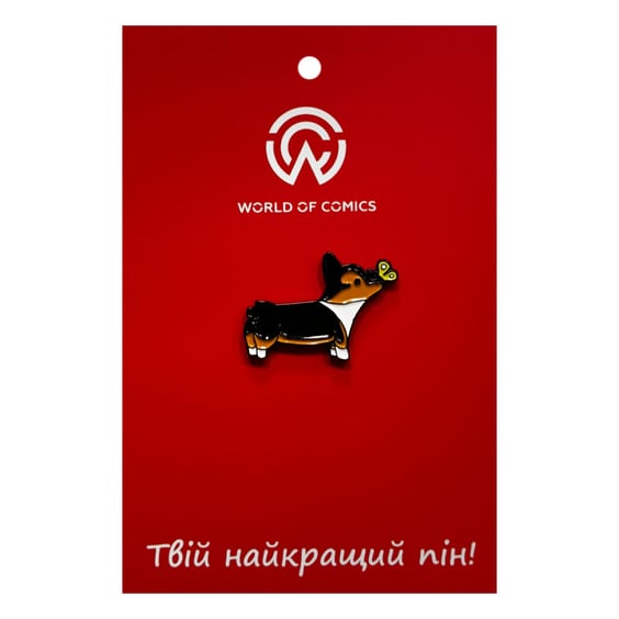 Металевий значок (пін) Corgi w/ Butterfly, (14357)