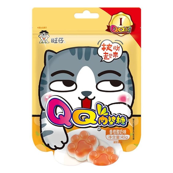 Желейные конфеты Want Want: QQ Gummies: Cat Claw: Orange Yogurt, (21684)