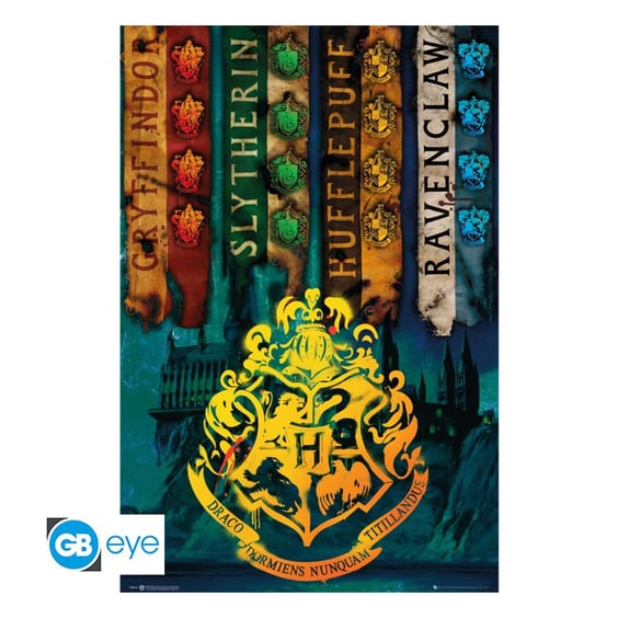 Постер GB Eye: Maxi: Wizarding World: Harry Potter: House Flags, (400966)