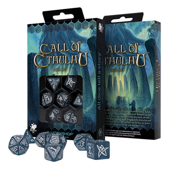 Набір кубиків Q-Workshop: Call of Cthulhu (Abyssal and White), (495979)