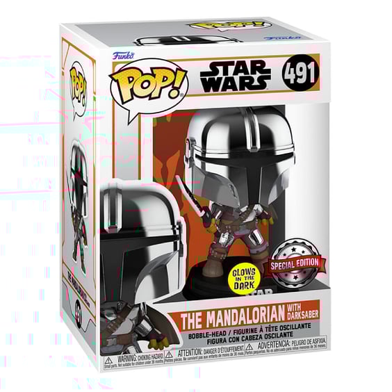 Фігурка Funko POP!: Star Wars: The Mandalorian: The Mandalorian w/ Darksaber (Special Edition) (Glows in the Dark), (58797) 4