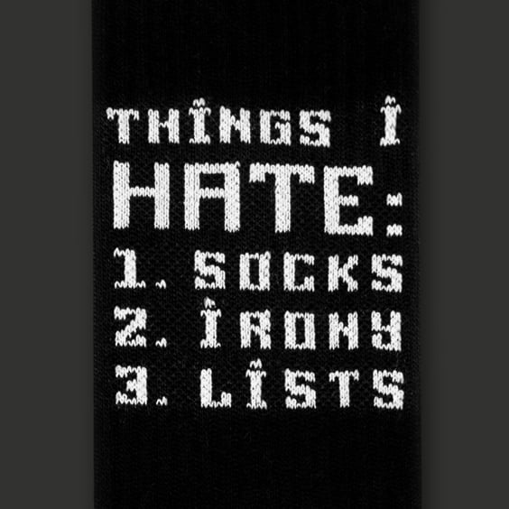 Шкарпетки CEH: Paradox Lists: «Things I Hate: 1. Socks 2. Irony 3. Lists‎» (р. 40-45), (91631) 2