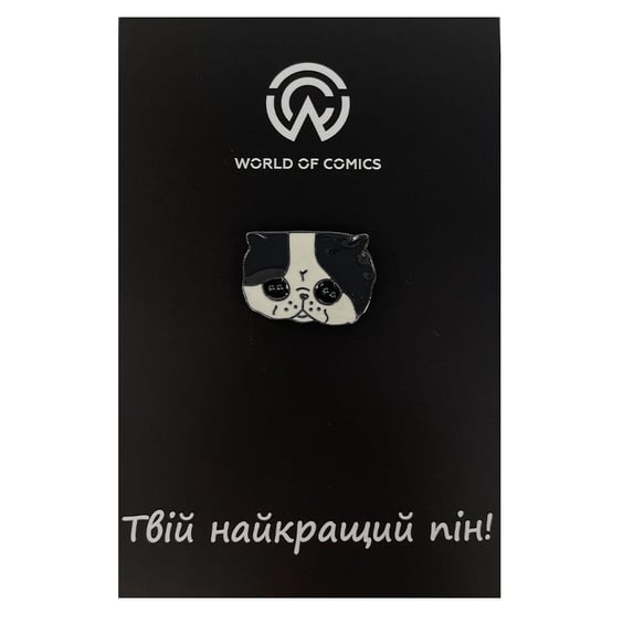Металевий значок (пін) Black & White Cat (Face), (11173)