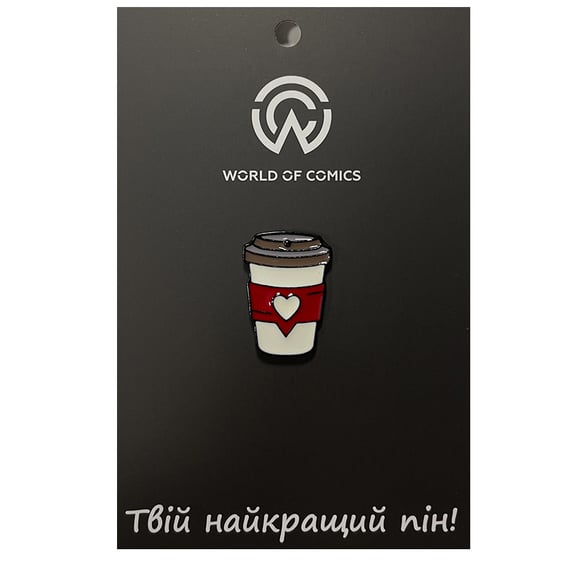 Металлический значок (пин) Coffee Cup w/ Love, (12162)