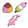Набір джибітсів Japan Attributes: Dango, Sakura Flower and Mochi, (6594)