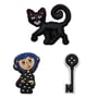 Набор джибитсов Coraline: Coraline Jones w/ Button Key and Black Cat, (6671)